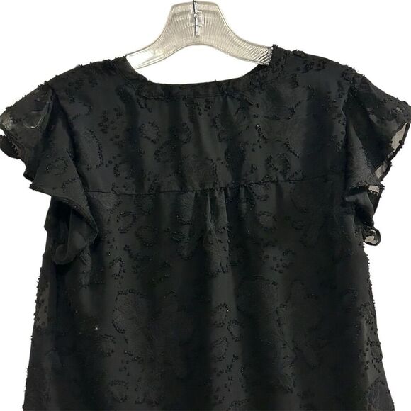 Elle Women's Black Flutter Sleeve Blouse Top Size S Casual Spring - Picture 14 of 15
